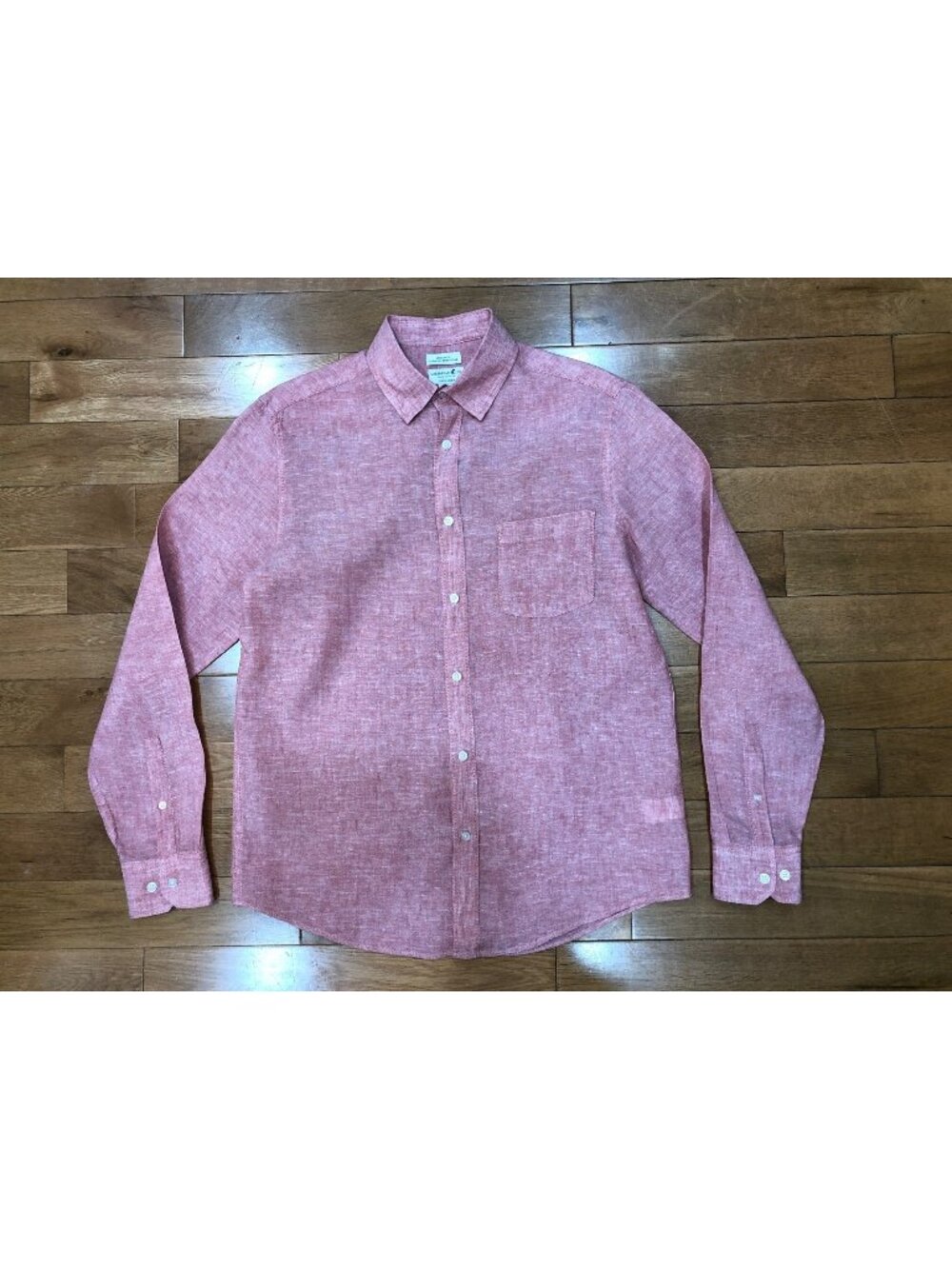 Caribbean Joe Men's Medium 100% Linen Long Sleeve Shirt Coral Red European Flax